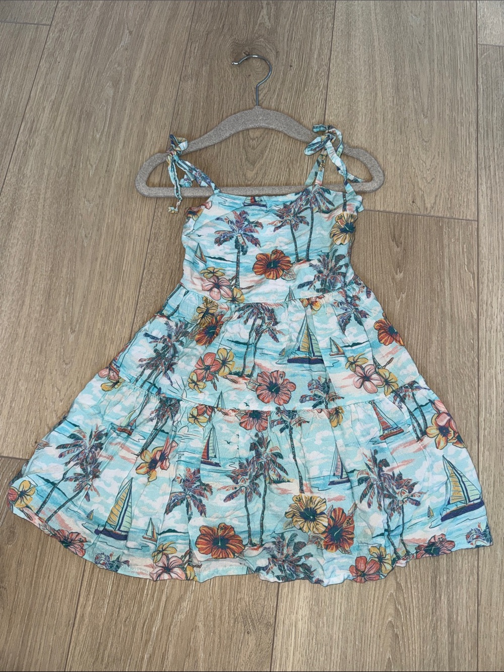 Kenny Flowers Light Blue Tropical Tie-Strap Sundress